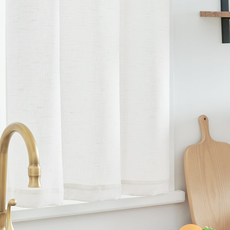 Barnyard Designs Set of 2 Semi-Sheer Tie-Top Kitchen Curtains 36 inch Length Short Curtains, Bathroom Curtains Window Cafe Curtains, Small Kitchen