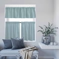 thumbnail image 6 of 3 Piece Kitchen Curtains and Valances Set Vintage Haze Blue Cafe Curtains 24 Inch Length Farmhouse Retro Solid Color Linen Texture Valance & Tier Curtain for Living Room Bedroom 54"x18"+27"x24"*2, 6 of 6