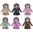 thumbnail image 4 of LYMAYTER Girls Kids Hooded Jacket Toddler Mid-Length Cotton Outerwear Baby Printed Long Sleeve Coat for 3-12 Years, 4 of 8