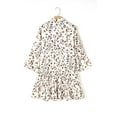 thumbnail image 6 of Women's Khaki Leopard Print 3/4 Sleeve Mini Dress with Tiered Ruffled Hem | [ZhiHiMeRi] | (US 20-22)2XL, 6 of 12