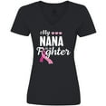 thumbnail image 3 of Inktastic Breast Cancer Awareness My Nana is a Fighter Women's V-Neck T-Shirt, 3 of 5