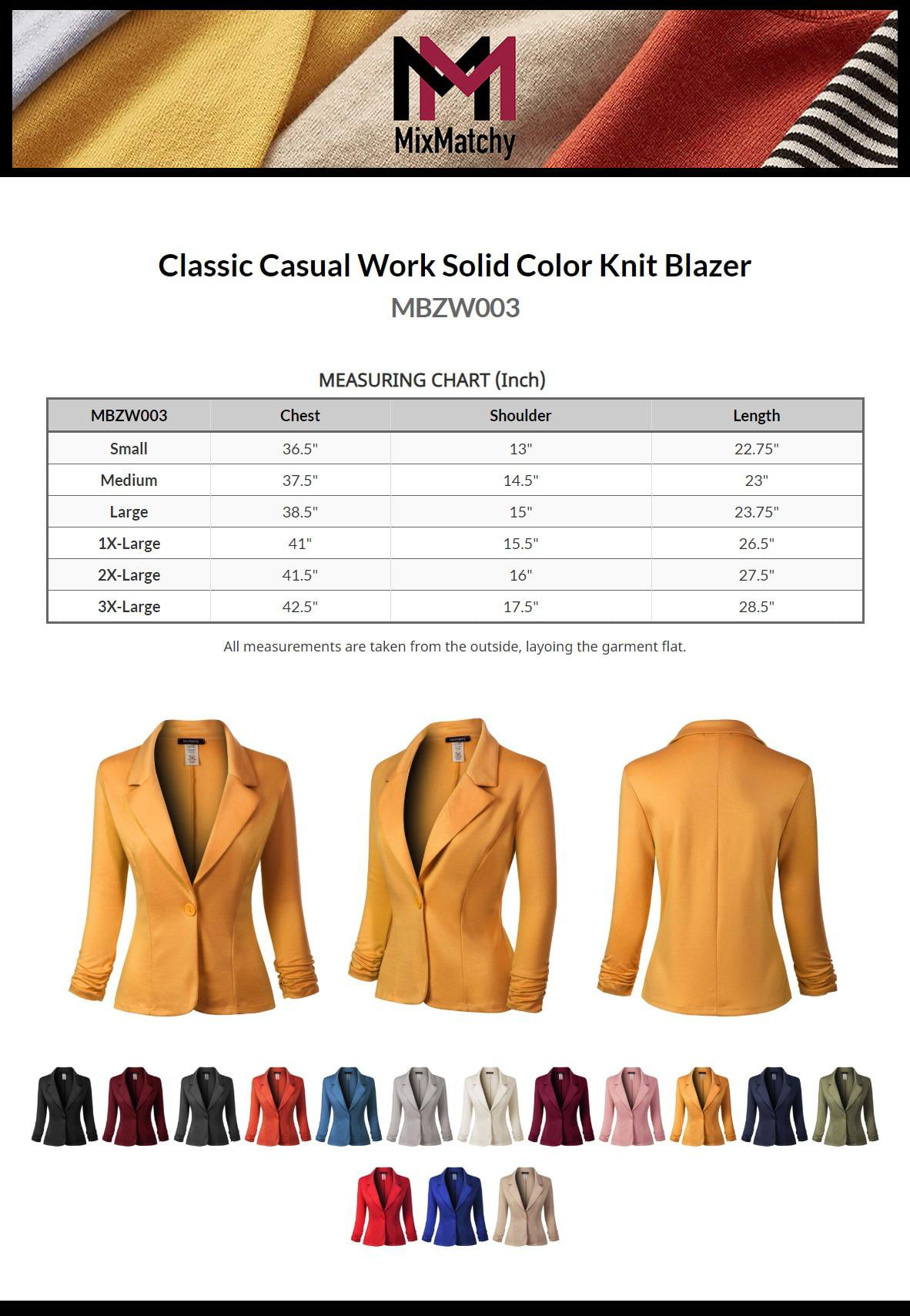 MixMatchy Womens Classic Casual Work Solid Color Knit Blazer 