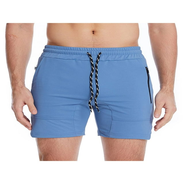 Men Casual Sports Shorts Quick-drying Solid Color Running Training Fitness Short Pants with Pockets