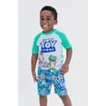 thumbnail image 4 of Disney Toy Story Woody Buzz Lightyear Forky UPF 50+ Pullover Rash Guard and Swim Trunks Outfit Set Toddler to Little Kid, 4 of 5