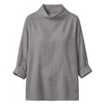 thumbnail image 4 of VBVC Women's Cotton Linen Cowl Neck Blouse , Ladies' Long Sleeve Tunic Top , Casual Summer Work Shirts For Women, S-2XL, 4 of 8