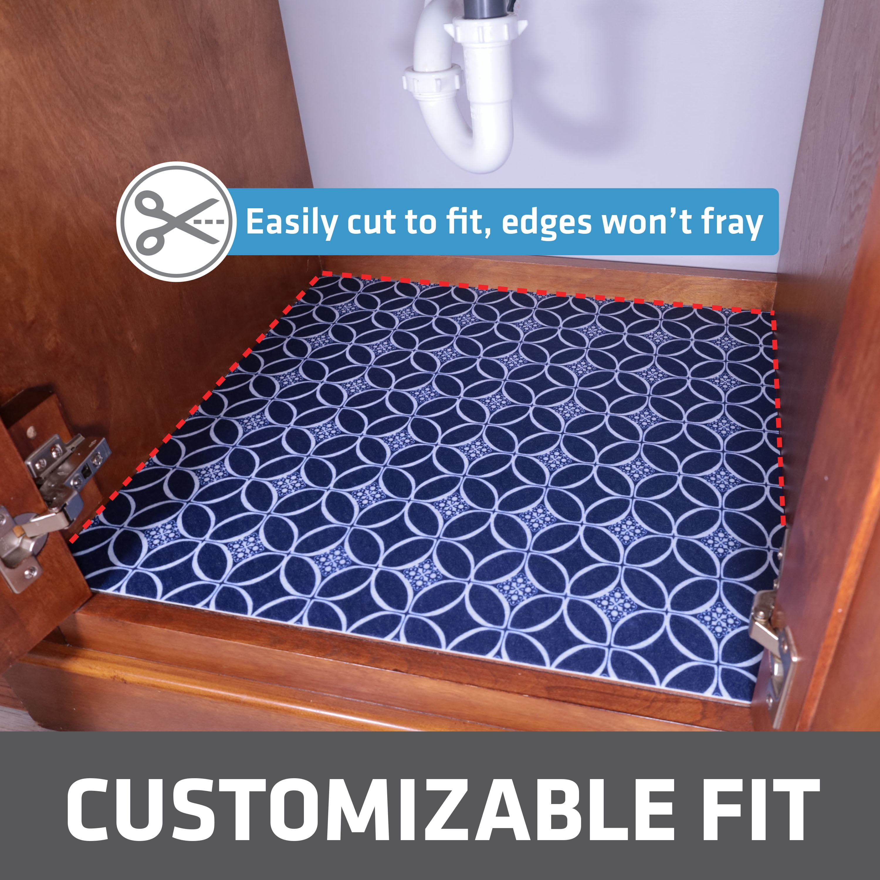 Drymate XL Under Sink Mat, Waterproof Cabinet Protection Mats for Kitchen & Bathroom, Absorbent Shelf Liners, Slip-Resistant, Non-Adhesive, Machine Washable, Durable (USA Made)(24”x59”)(Indigo)