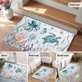 thumbnail image 5 of 2x3 Ft Entryway Area Rug, Teal Turtle Coastal Kitchen Rug Runner Washable Floor Mat, Octopus Coral Summer Beach Starfish Non Slip Indoor Door Mat Throw Carpet for Bathroom Living Room Bedroom, 5 of 8