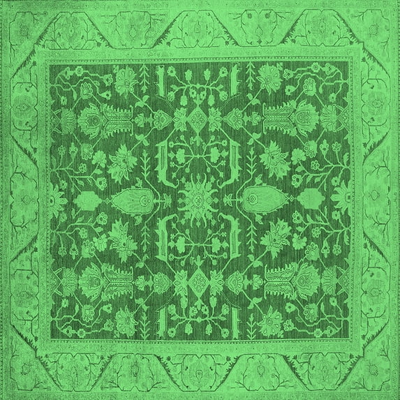 Ahgly Company Indoor Square Oriental Emerald Green Traditional Area Rugs, 7' Square