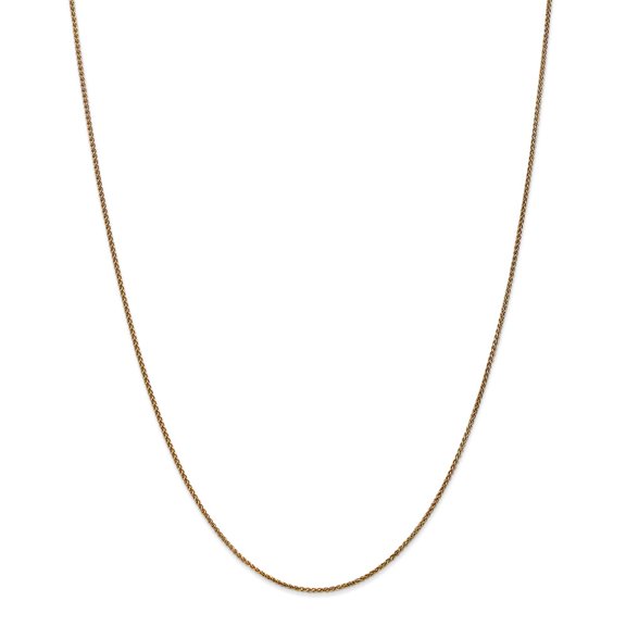 14K Yellow Gold necklace Spiga (Wheat) chain Pendant Diamond-cut 14 in 1.2 mm