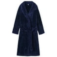 thumbnail image 2 of Mens Long Sleeve Flannel Plush Bathrobe,Full Length Long Bathrobe Waffle Plaid Cuff Shawl Collar Bathing Robe,Plus Size Heavyweight Winter Warm Pajamas Loungewear Robe,S-L Blue, 2 of 7
