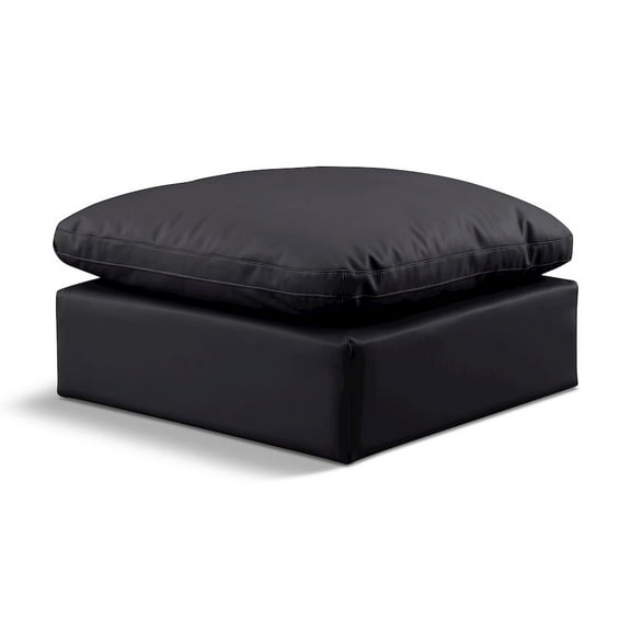 Meridian Furniture Indulge Contemporary Vegan Leather Ottoman in Black