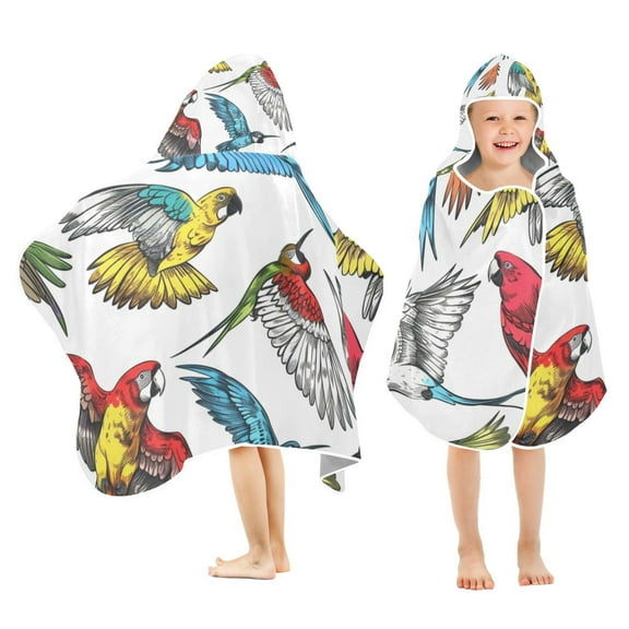 Different Bird Kids Hooded Beach Towel Baby Bath Poncho Towels with Hood Absorbent 50"x23.5" for Pool Swimming
