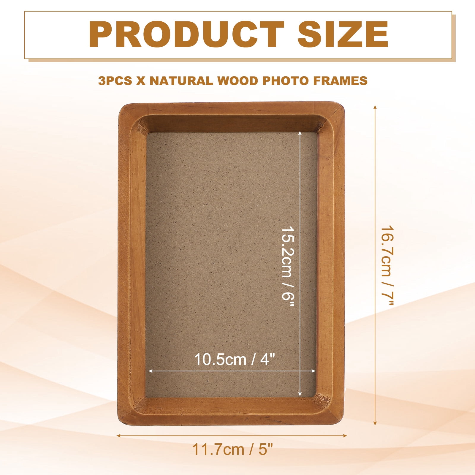 Unique Bargains 3Pcs Mini Wood Tabletop Frame with Mat Teak Color 4" x 6"