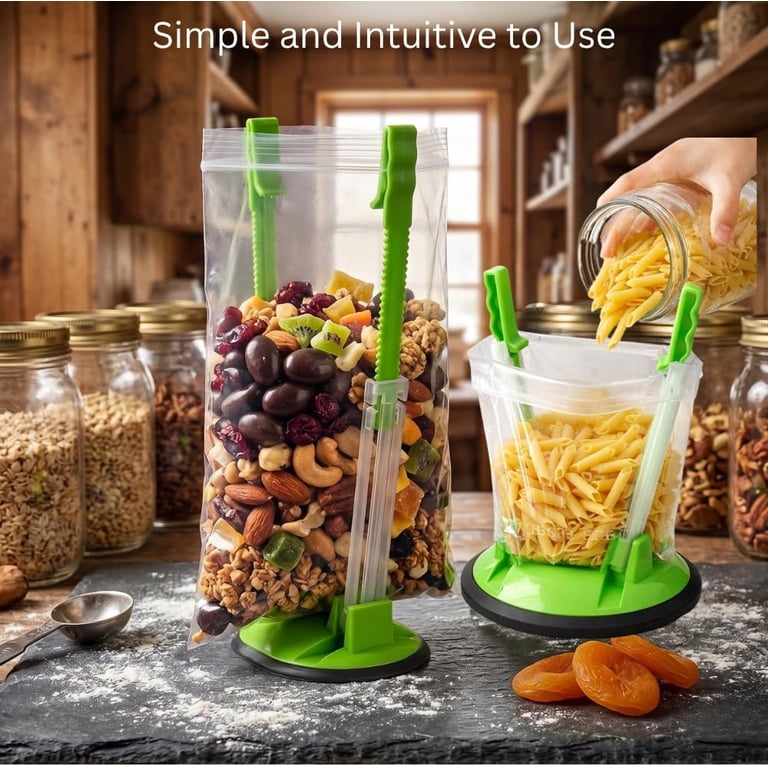 GadgetNestUSA, Adjustable Freezer Bag Holder Stand, 2-Pack, Green