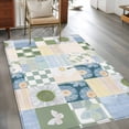 thumbnail image 2 of Rectangle Area Rugs 4 x 6 Ft, Spring Floral Checkered Non-Slip Residential Carpet, Sage Green Daisy Buffalo Plaid Indoor Crawling Mats Runner Rugs for Living Room/Dining Room/Bedroom, 2 of 8