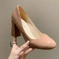 thumbnail image 4 of Beige Womens Block Heel Pumps With Round Toe And Comfortable Fit For Casual Summer Style Slip-On Design For Easy Wear, 4 of 9