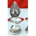 thumbnail image 2 of german silver Maha laxmi diya pair with pure silver antique finish for diwali/ housewarming, 2 of 3