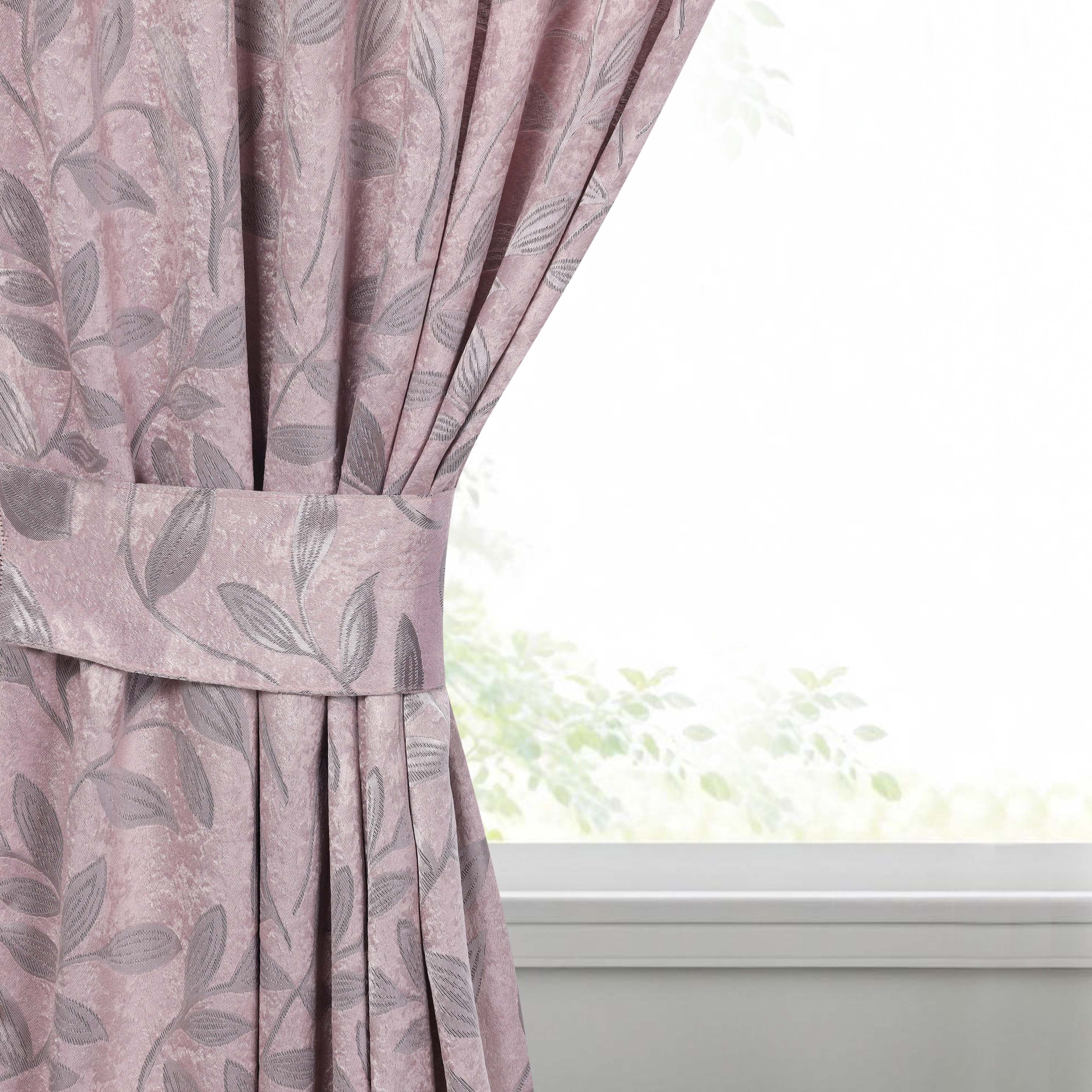 Superior Blackout Leaves Curtains Set of 2, Light Filtering Grommet Curtain Panel Set, Blush, 46"W x 63"L