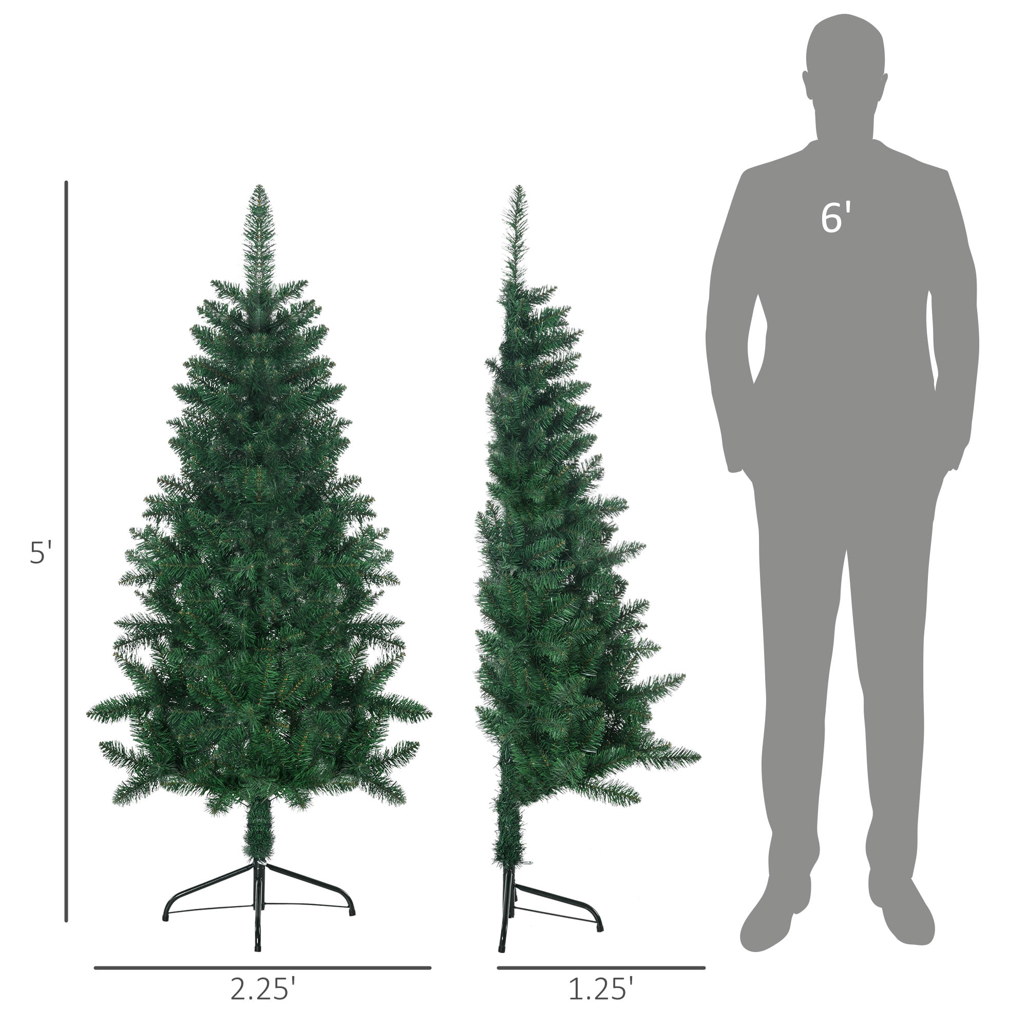 5ft Half Christmas Tree 229 Tips Wall-Mounted Space-Saving Hinged Branches Indoor Decor