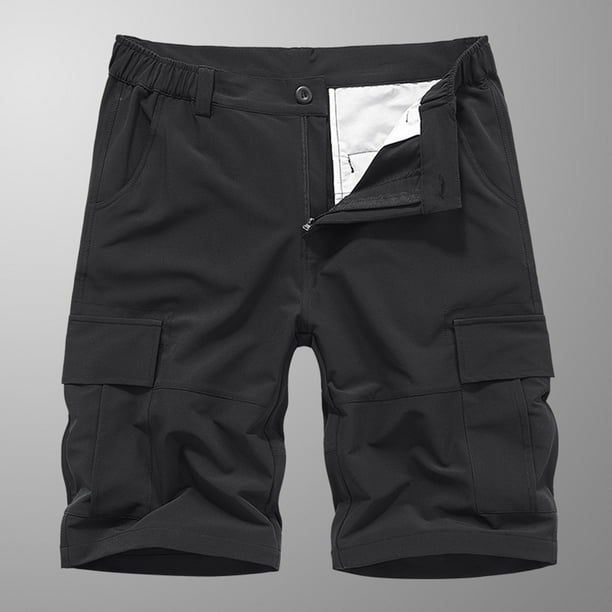 pstuiky Pantalones cortos de gimnasio para hombre, Pantalones cortos cargo casuales para hombre, con bolsillos con botones y cremallera, cintura elástica Pantalones cortos de golf