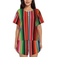thumbnail image 1 of Balery Mexican Serape Blanket Stripes Conjunto de Pijama para Mujer con Estampado, Dos Piezas de Manga Corta y Shorts, Ropa de Dormir Suave con Cuello Redondo y Bolsillos-Medium, 1 of 6