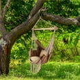 thumbnail image 4 of ALEKO Hanging Rope Swing Hammock Chair with Side Pocket and Wooden Spreader Bar, Khaki, 4 of 9