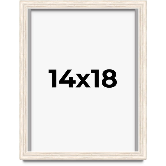 14x18 Shadow Box Frame White | 1.125 Inches Deep Real Wood Rustic Shadowbox Display Frame | UV