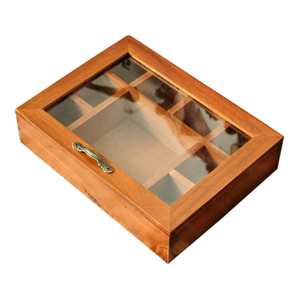 Caja de madera para guardar joyas, multiusos, estilo vintage. 9 cuadrícula