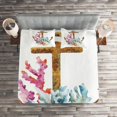 thumbnail image 2 of Ambesonne Colorful Quilted Coverlet 3 Pcs, Anchor Corals Seaweed, King Size, Caramel Multicolor, 2 of 2