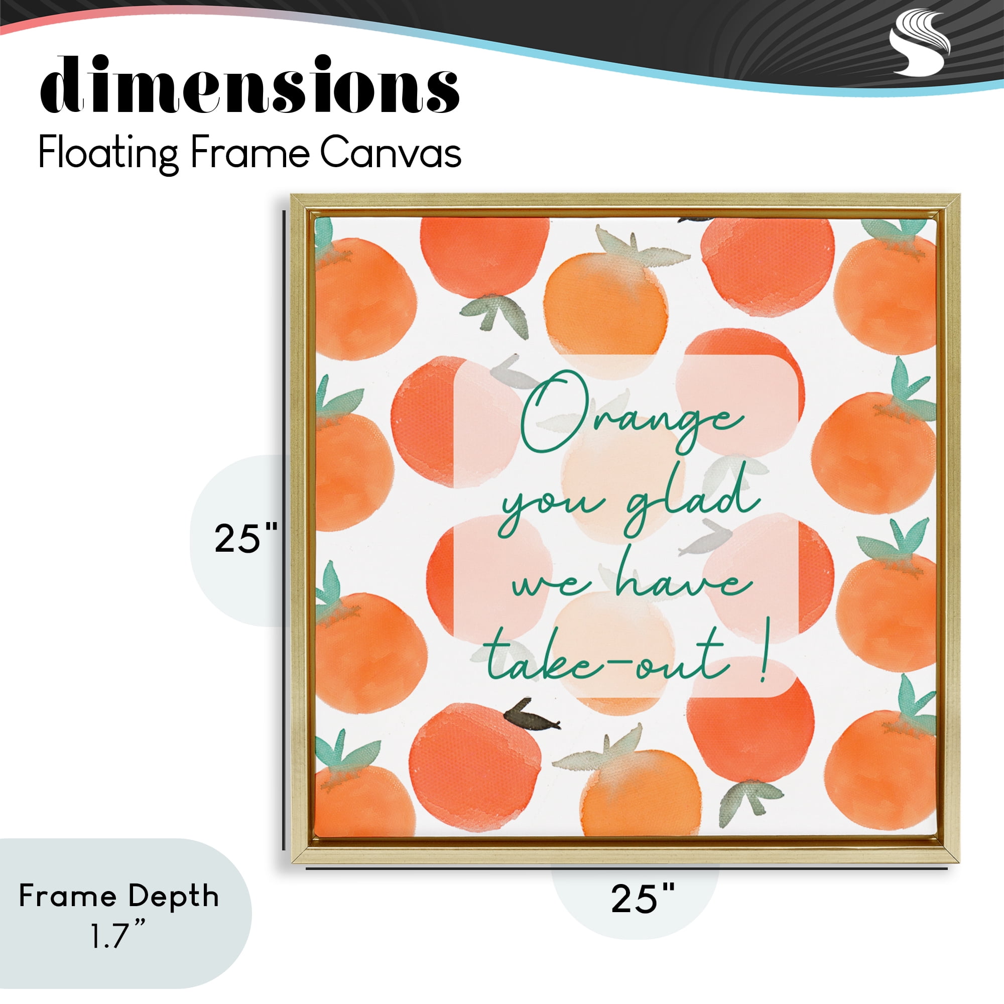 Stupell Industries Orange You Glad Gold Framed Floater Canvas Wall Art, design by Emily Navas