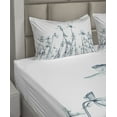 thumbnail image 6 of Ambesonne Teal White Fitted & Top Sheet Set with Shams, Orchids Floral Photo, Teal White, 6 of 8