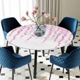 thumbnail image 5 of Elastic Fitted Round Tablecloth, Pink Polka Dots Waterproof Stretch Table Cover for 45"-54" Tables, Vintage Abstract Art Watercolor Washable Outdoor Tablecloths for Patio, Picnic, Camping, 5 of 9