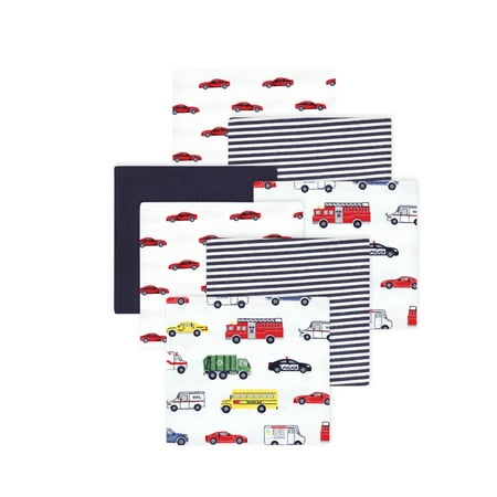 Little Treasure Hudson Baby Boys Cotton Poly Flannel Receiving Blankets 7-Pack, Multicolor Going Places, 30x30 inches