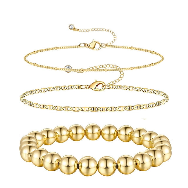 Pulsera de capas doradas para mujer, pulsera de cadena cubana, cadena de garra de mariposa, conjunto de tobillera de playa de verano