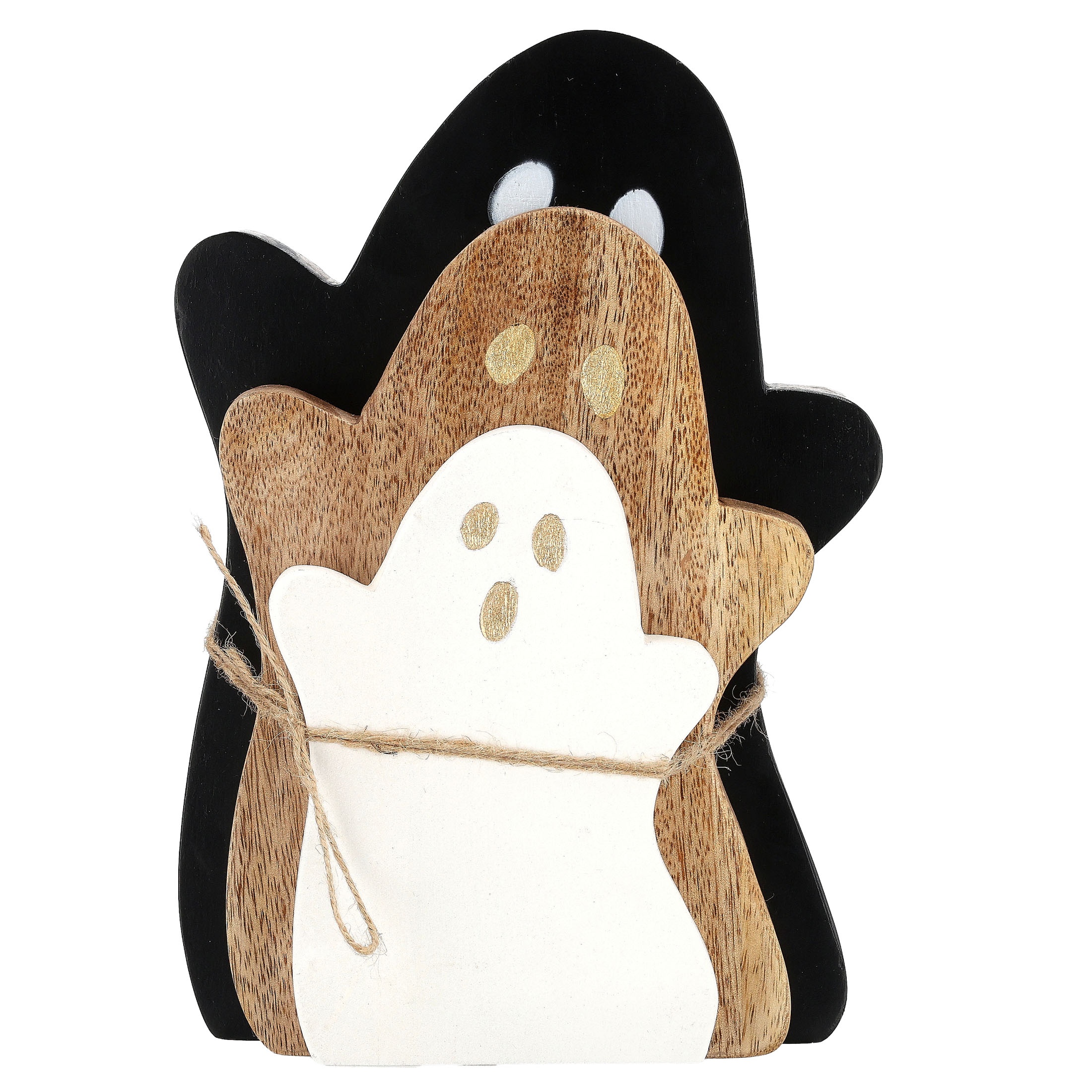 Way To Celebrate Wooden Ghost Decoration Set, 3-Piece