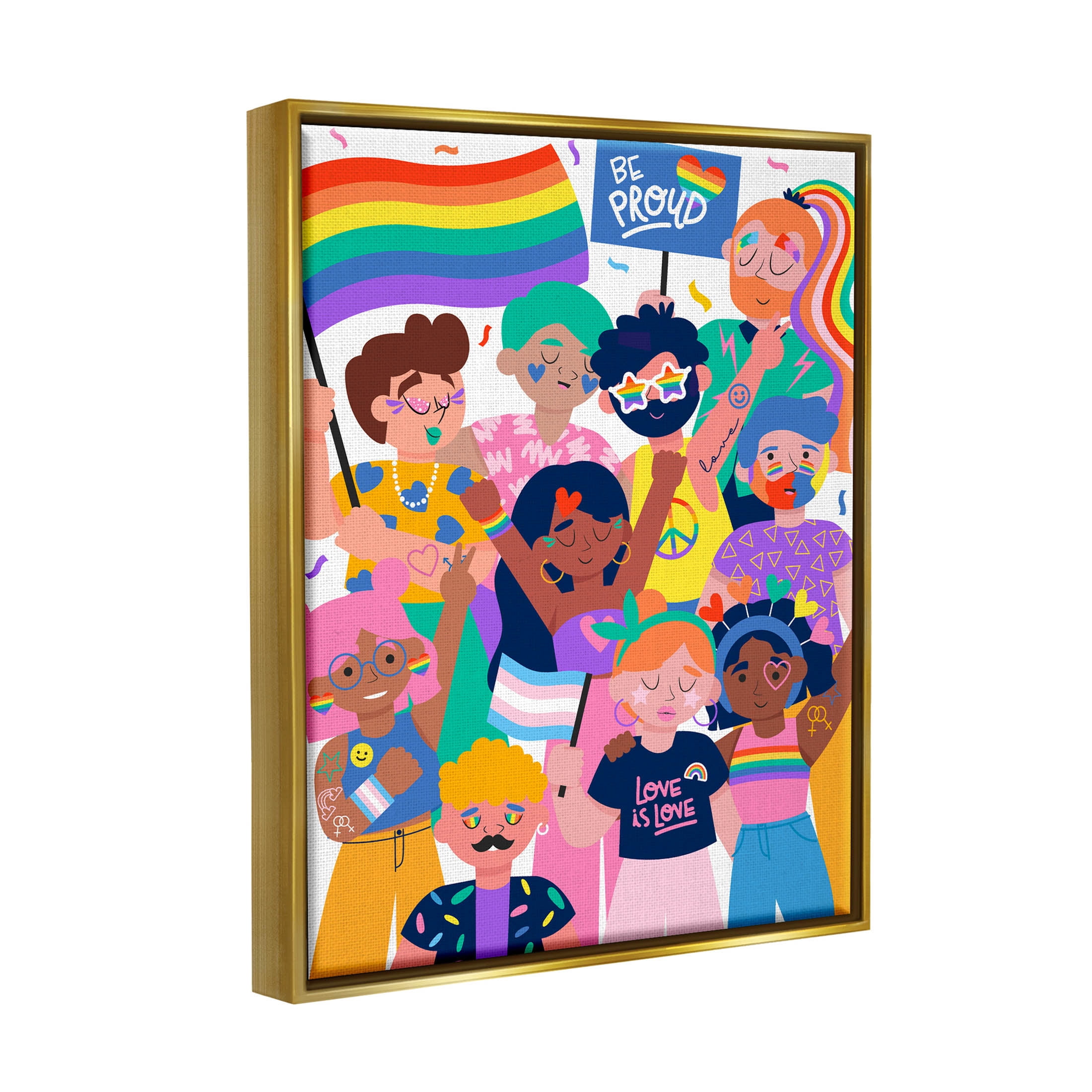 Be Proud LGBTQ+ Pride Inspirational Graphic Art Metallic Gold Framed Art Print Wall Art