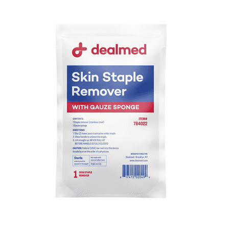 Dealmed Sterile Staple Removal Kit with Staple Remover and Gauze Sponge, Single-Use, 1 Kit
