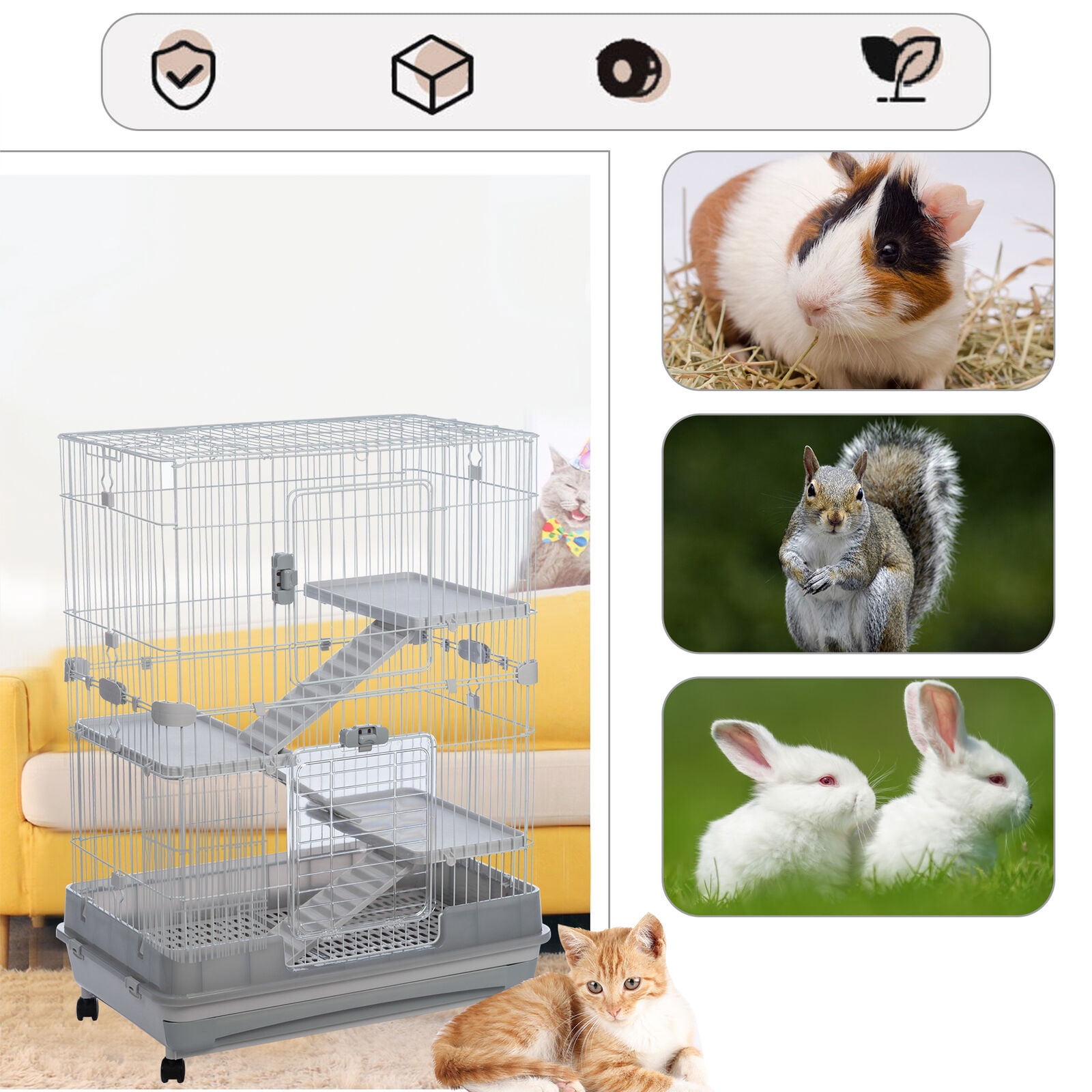 TOPCHANCES Large Ferret Cage Chinchilla Rabbit Hamster Guinea Pig House Small Pets Home