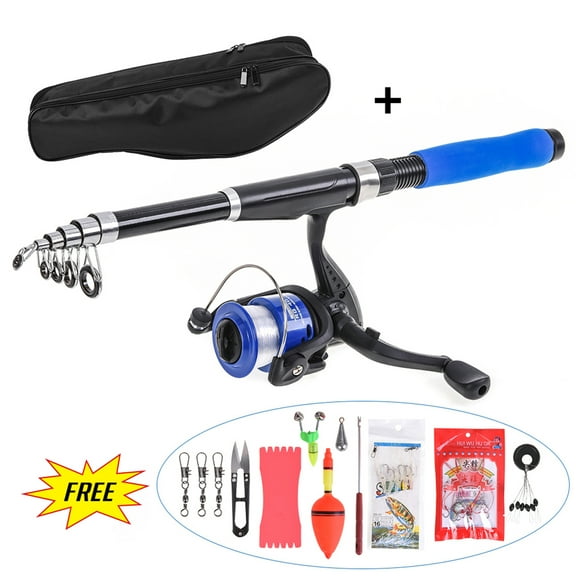 Rod Fishing Kit Telescopic Fishing Rod Left And Right Hand Interchangeable Fishing Reel With Fishing Bag Lures Hooks