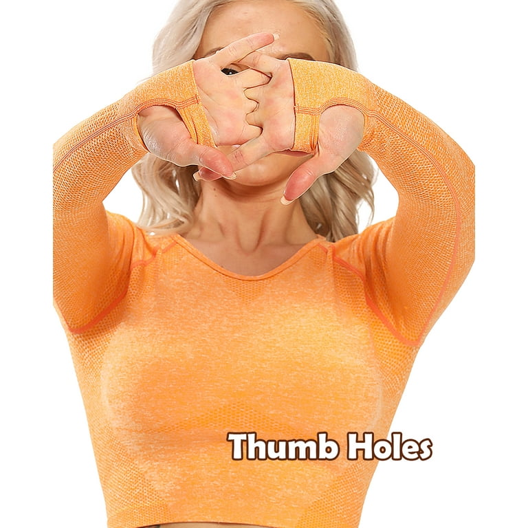 SEASUM Women Seamless Long Sleeve Crop Tops Yoga Workout Shirts