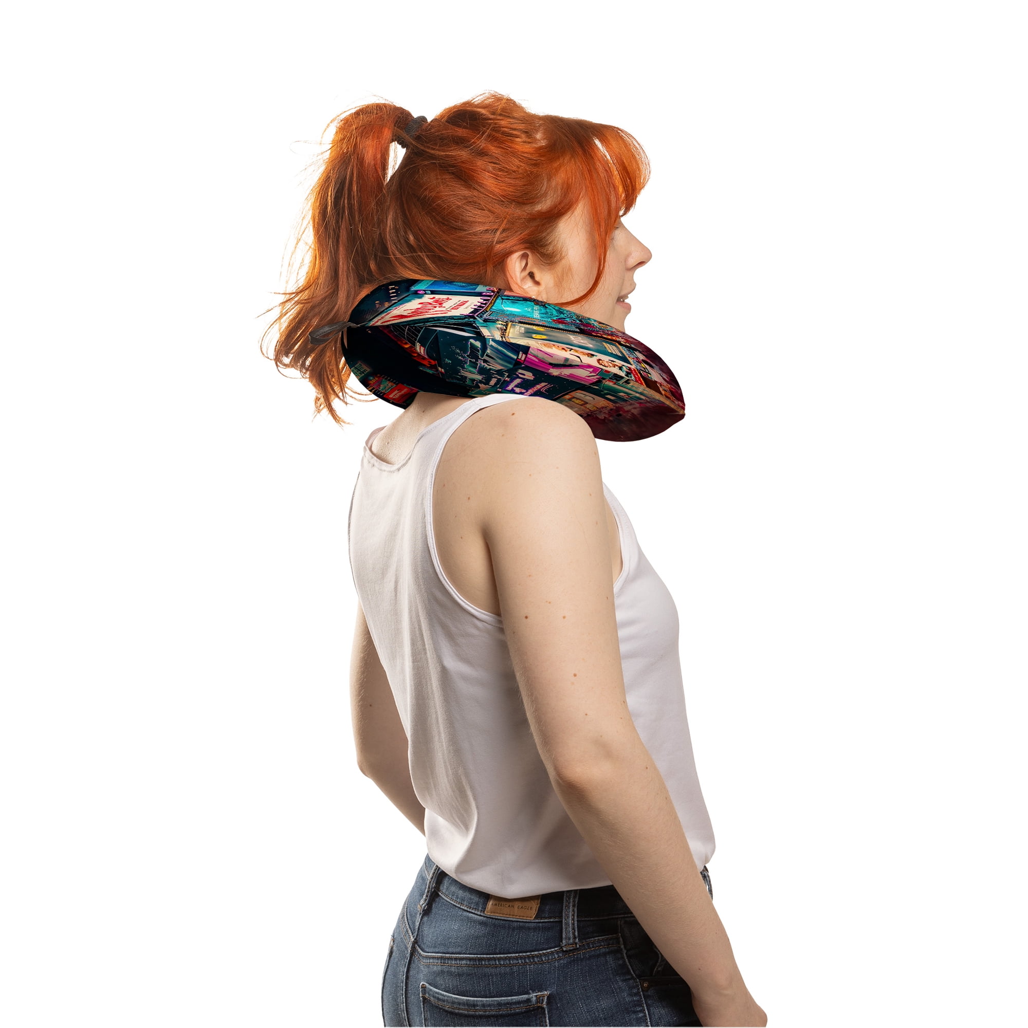 Travel Neck Pillow, 14x12, Polyester Cover, Pillow Insert, Machine Washable Cover, Unsex, 0.64lbs.