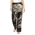 thumbnail image 1 of Balery Vintage Pattern Flower Skull Pantalones de pijama para mujer, pijamas ultraligeros, pantalones de estar por casa-3X-Large, 1 of 6