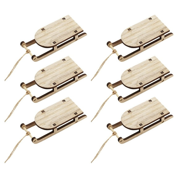 Tineasur 6-Pack Miniature Christmas Sleighs for Holiday Crafts and Seasonal Home Decorations, Small Sleigh Set for Festive Decor