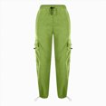 thumbnail image 4 of NOLDARES Parachute Cargo Pants Girl Elastic Waisted Quick Dry Lightweight Baggy Hiking Pants with Pockets Water Resistant(Green,12-13 Y), 4 of 7