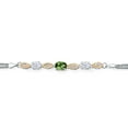 thumbnail image 2 of 925 Silver and 10K Yellow Gold Green Tourmaline and White Moissanite and White Lab Grown Diamond Bracelet for Women (1.76 Cttw, Gemstone October Birthstone, Oval, Wheat Chain, 7 inches), 2 of 5