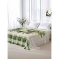 thumbnail image 5 of St. Patrick's Day, California King Size Flat Sheet, Wrinkleproof & Fadeproof Cooling Flat Bed Sheet Only, Watercolor Leaves Floral Plaid Wreath Breathable Soft Bedding Top Sheets 108 x 98 Inches, 5 of 8