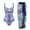 Blue, variant on Joau Women's One Piece Swimsuit Beach Swimwear High Cut Tummy Control Bathing Suits and Long Chiffon Sarongs Split Tie Cover Ups Bikini Wrap Skirt for Swimwear Set S-XL