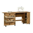 Sauder Sewing and Craft Table, Amber Pine Finish