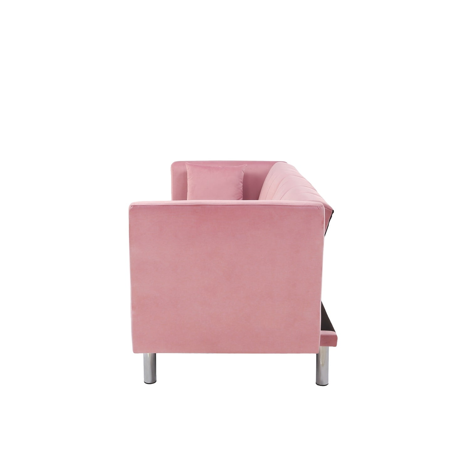 Kadyn Futon Sofa, Fabric Futon Sofa Bed with 2 Pillows, Modern Convertible Futon Sofa for Small Rooms, Pink Kadyn Futon Sofa, Fabric Futon Sofa Bed with 2 Pillows, Modern Convertible Futon Sofa for Small Rooms, Pink