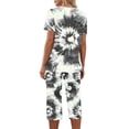 thumbnail image 5 of Women Lounge Set Capri Sets for Women 2 Piece Two Piece Sleepwear Short Sleeve Tie Dye Outfits Graphic Summer Set, 5 of 8